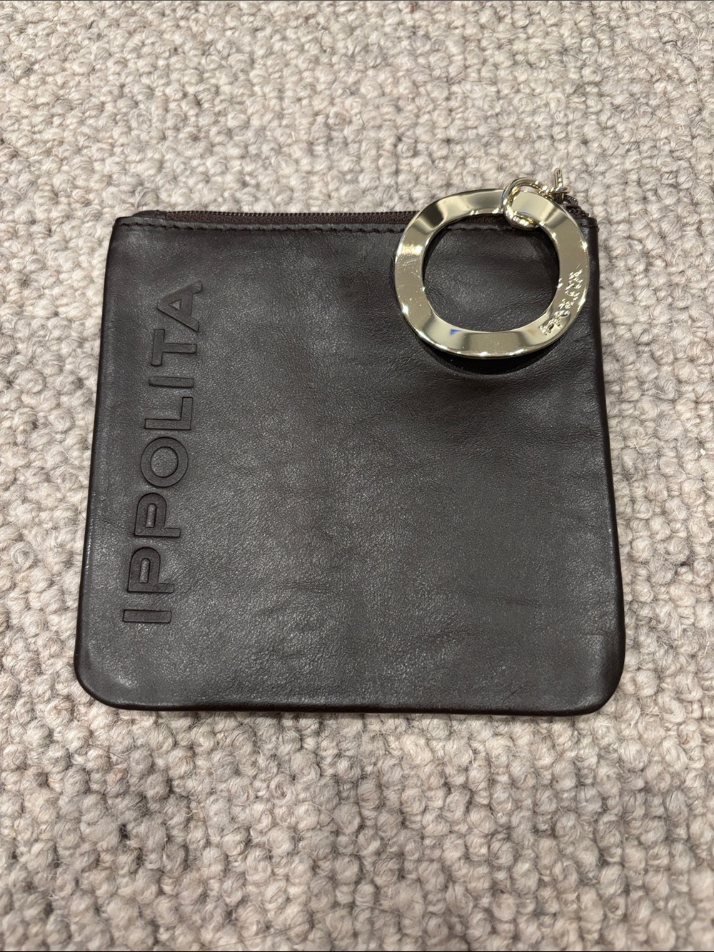 Ippolita Brown Leather Pouch with Gold Keyring